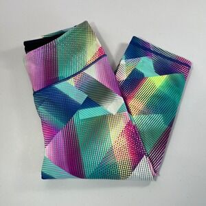 Victoria Secret VSX Sport Womens Neon‎ Multi Colored Geometric Capri Workout 611